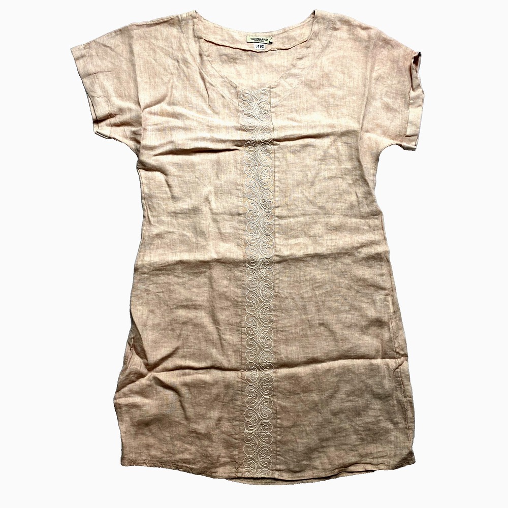 Valentina Naldi Dress Womens Small Rose Pink Short Sleeve Mini Linen